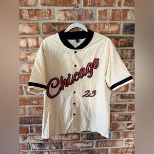 SHEIN Beige and Black Chicago button down shirt